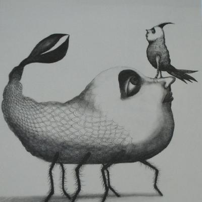 The Bird 15 X 11 In Pencil On Paper Sold